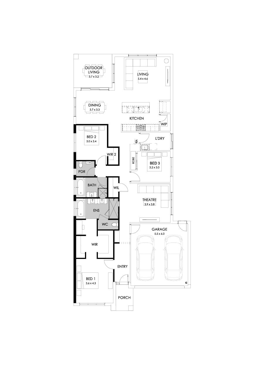 26  Floor Floorplan (3 bedrooms - Flipped)