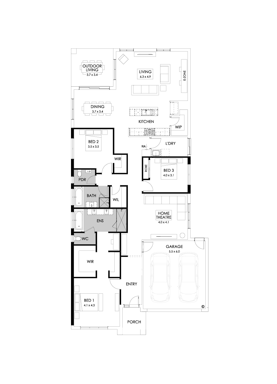 29  Floor Floorplan (3 bedrooms - Flipped)