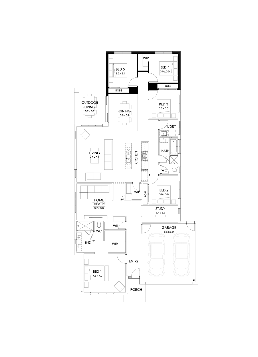 29  Floor Floorplan (5th bedroom - Flipped)