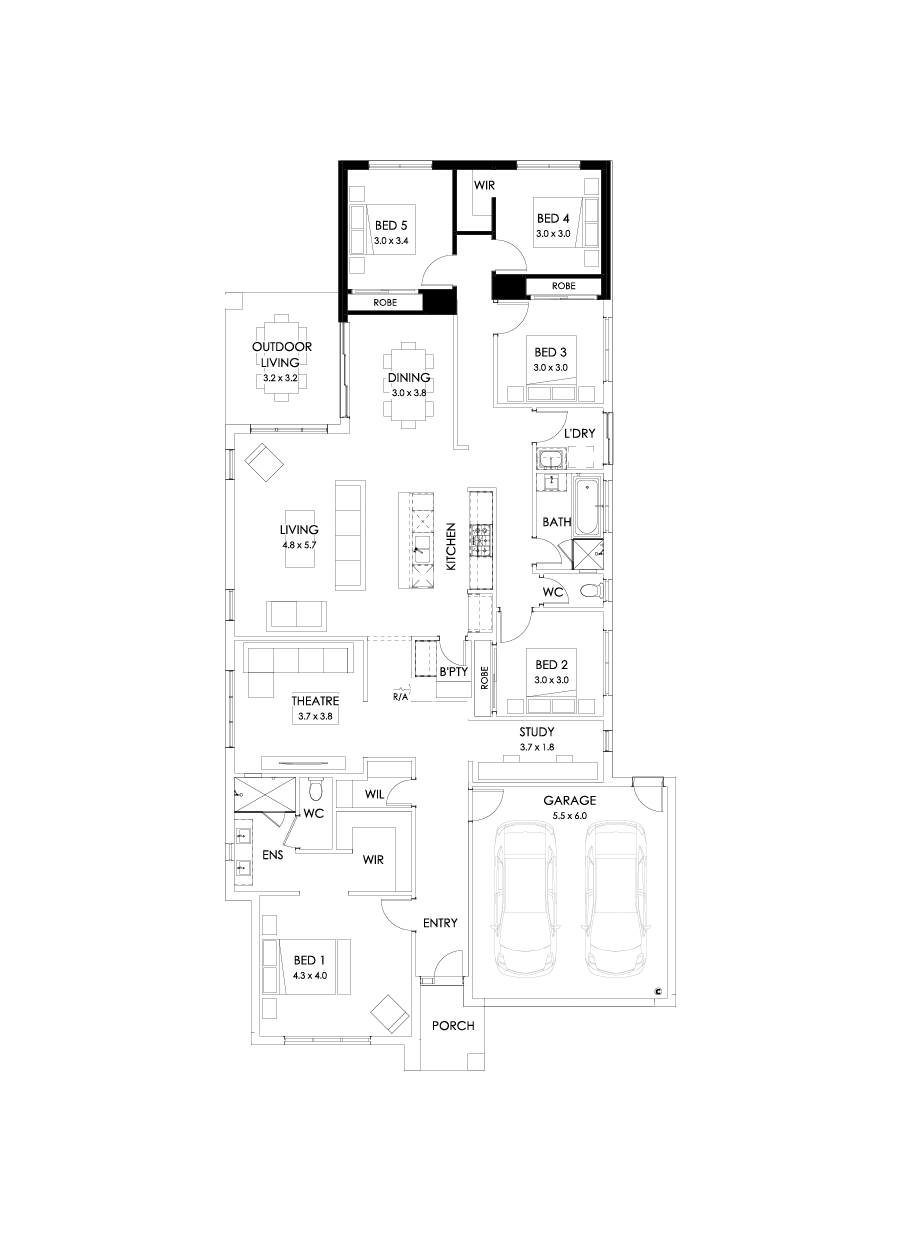 29  Floor Floorplan (5th bedroom - Flipped)