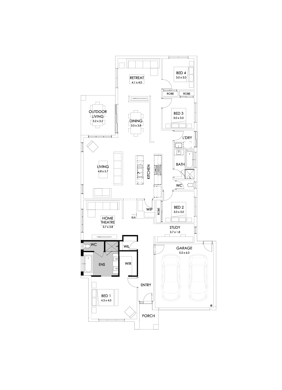 29  Floor Floorplan (Bath to ensuite - Flipped)