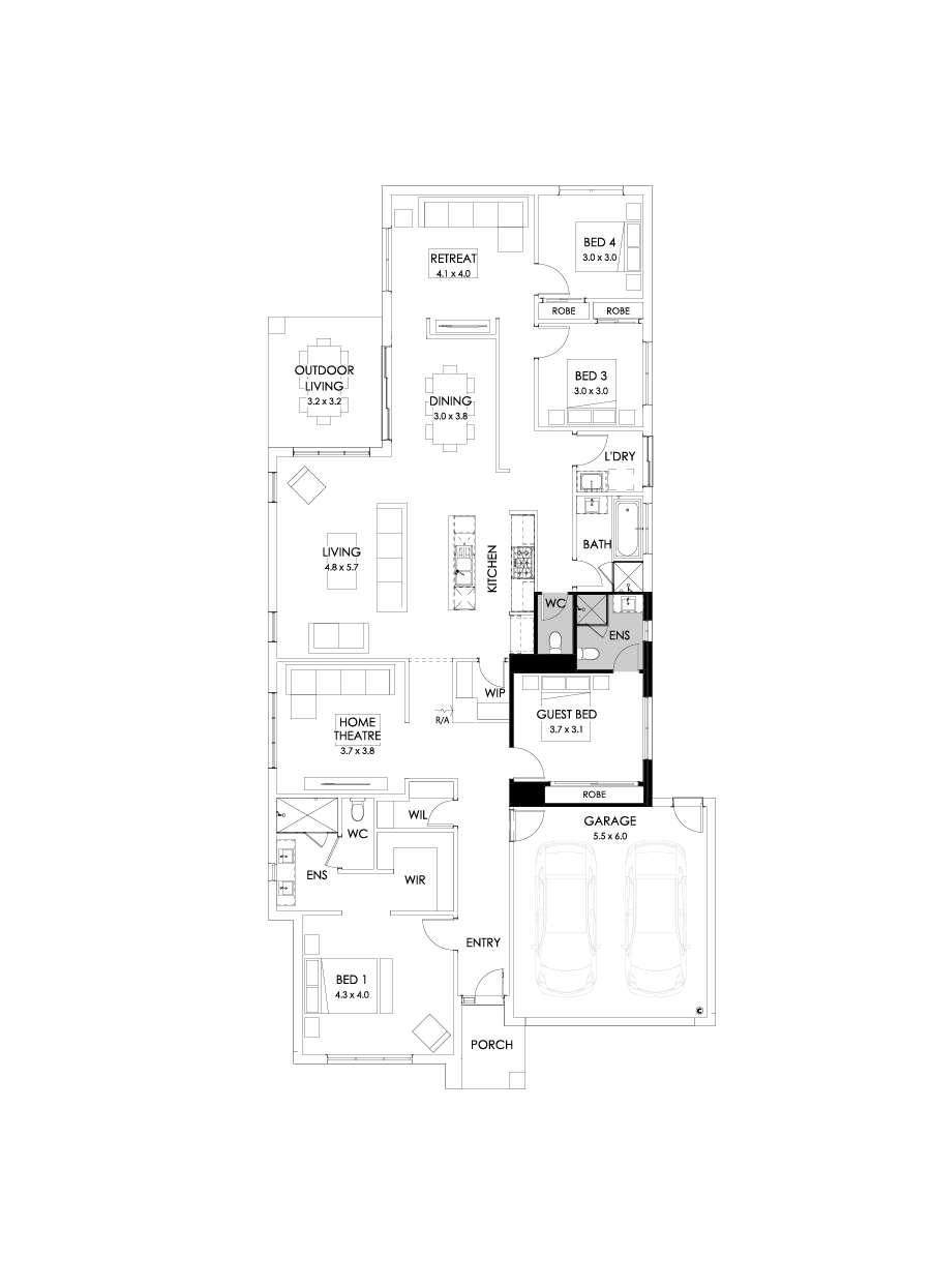 29  Floor Floorplan (Guest bedroom - Flipped)