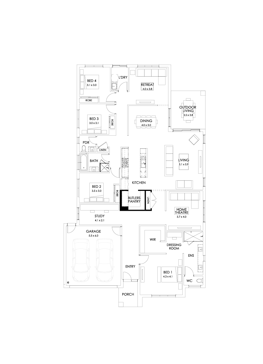 32  Floor Floorplan (Butler's pantry - Included)