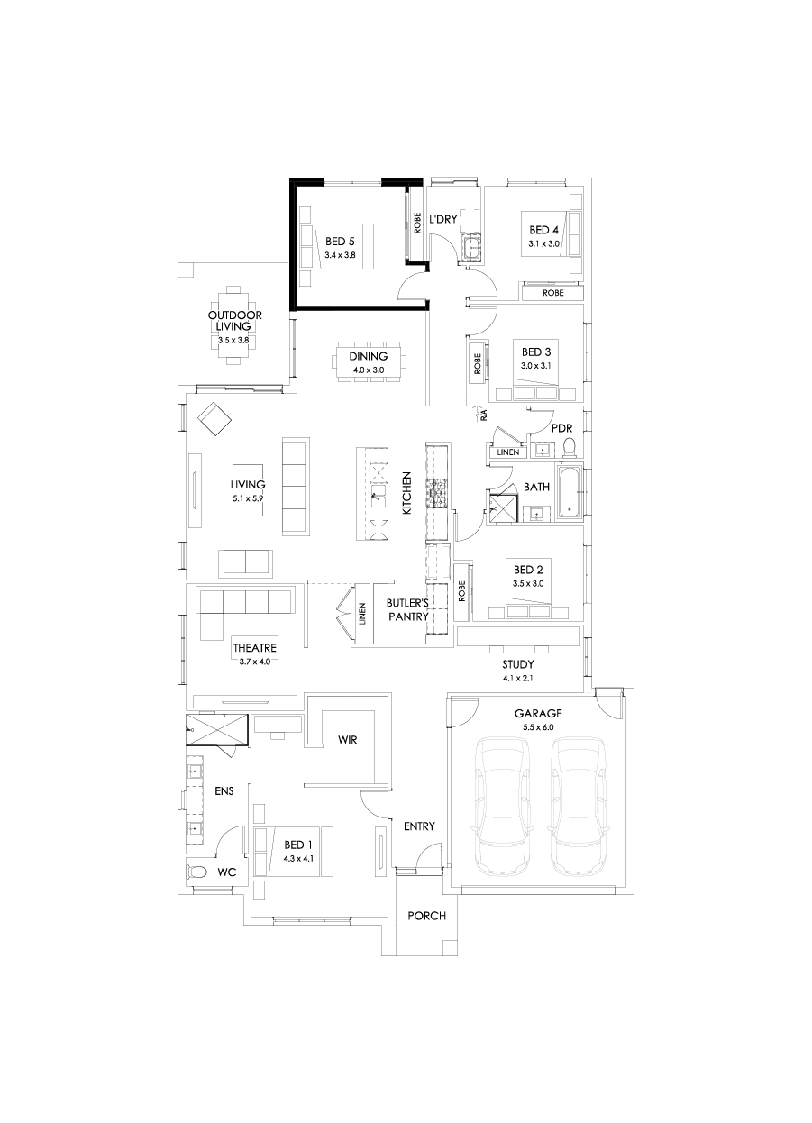 32  Floor Floorplan (5th bedroom - Flipped)