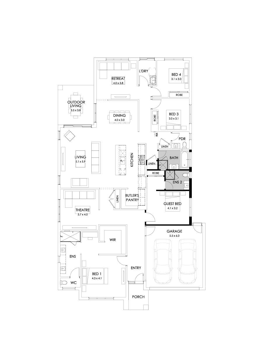32  Floor Floorplan (Additional ensuite - Flipped)