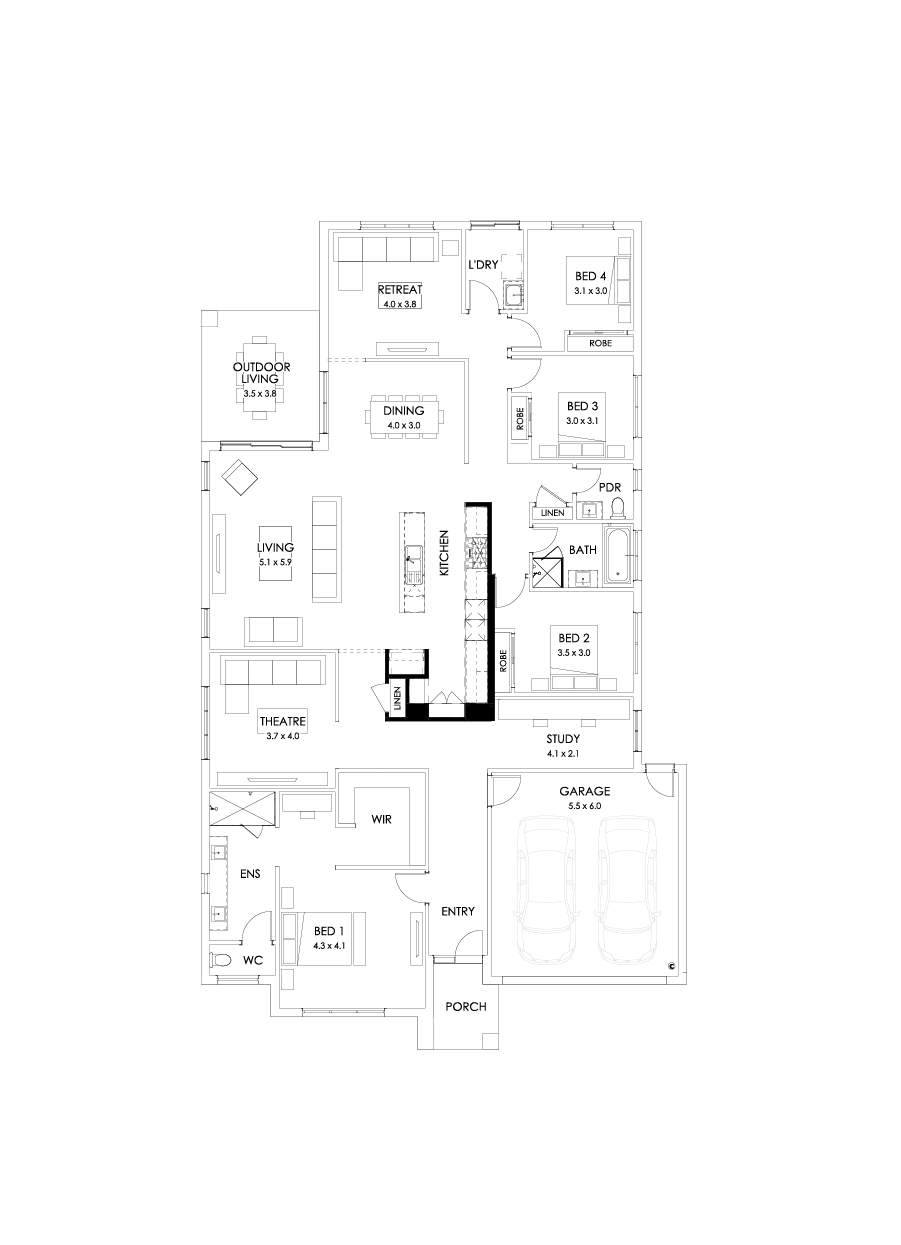 32  Floor Floorplan (Alternate kitchen - Flipped)