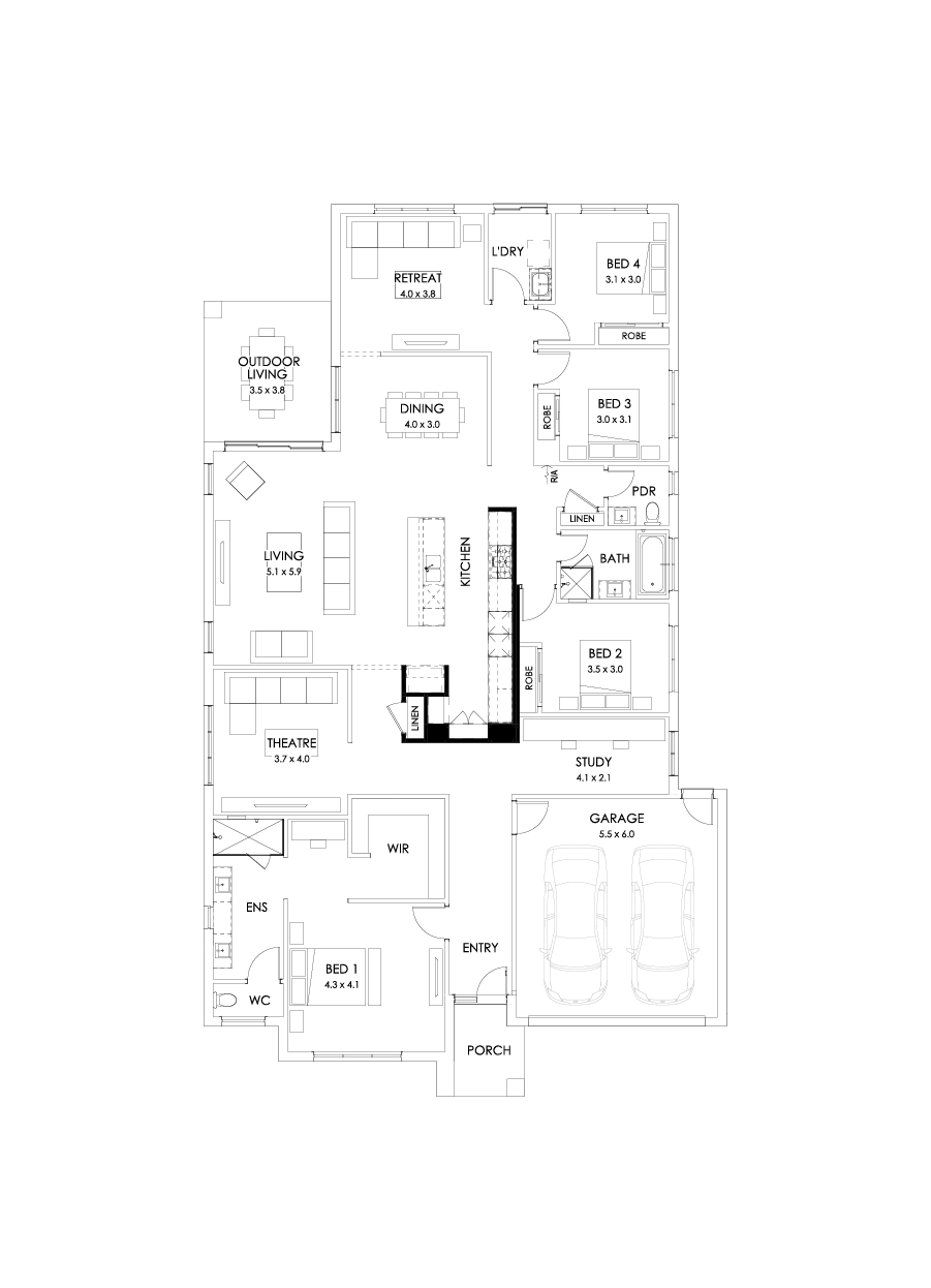 32  Floor Floorplan (Alternate kitchen - Flipped)