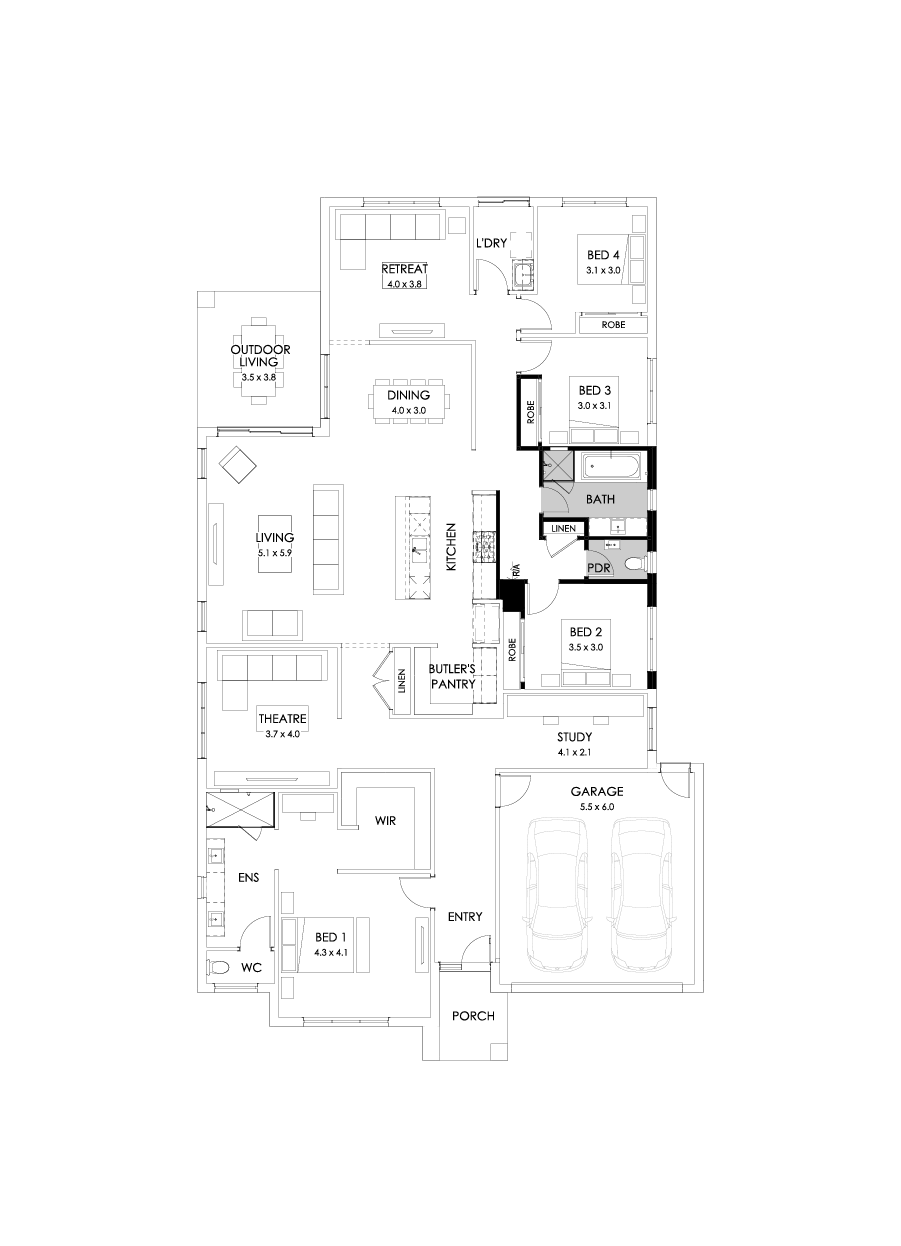32  Floor Floorplan (Bathroom upgrade - Flipped)