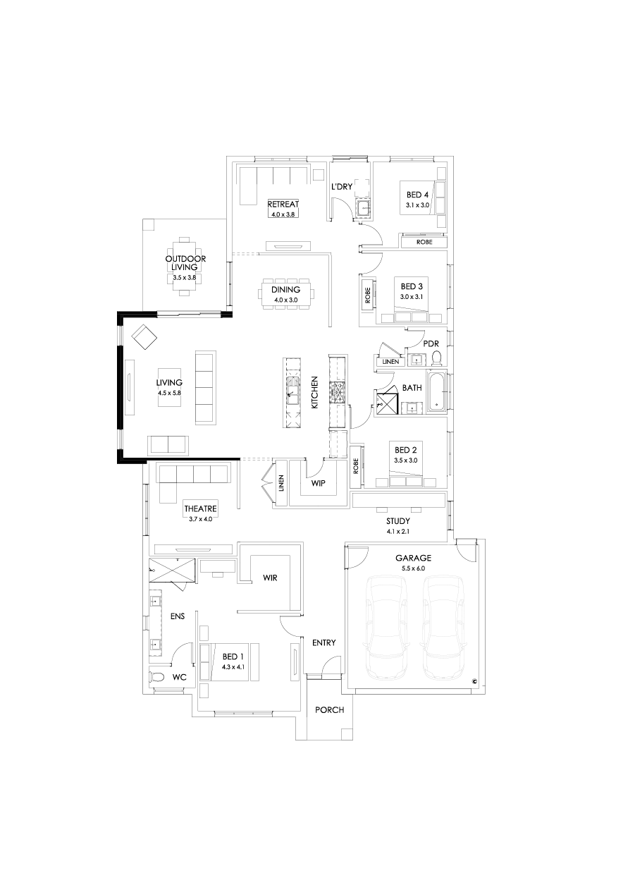 32  Floor Floorplan (Larger living - Flipped)