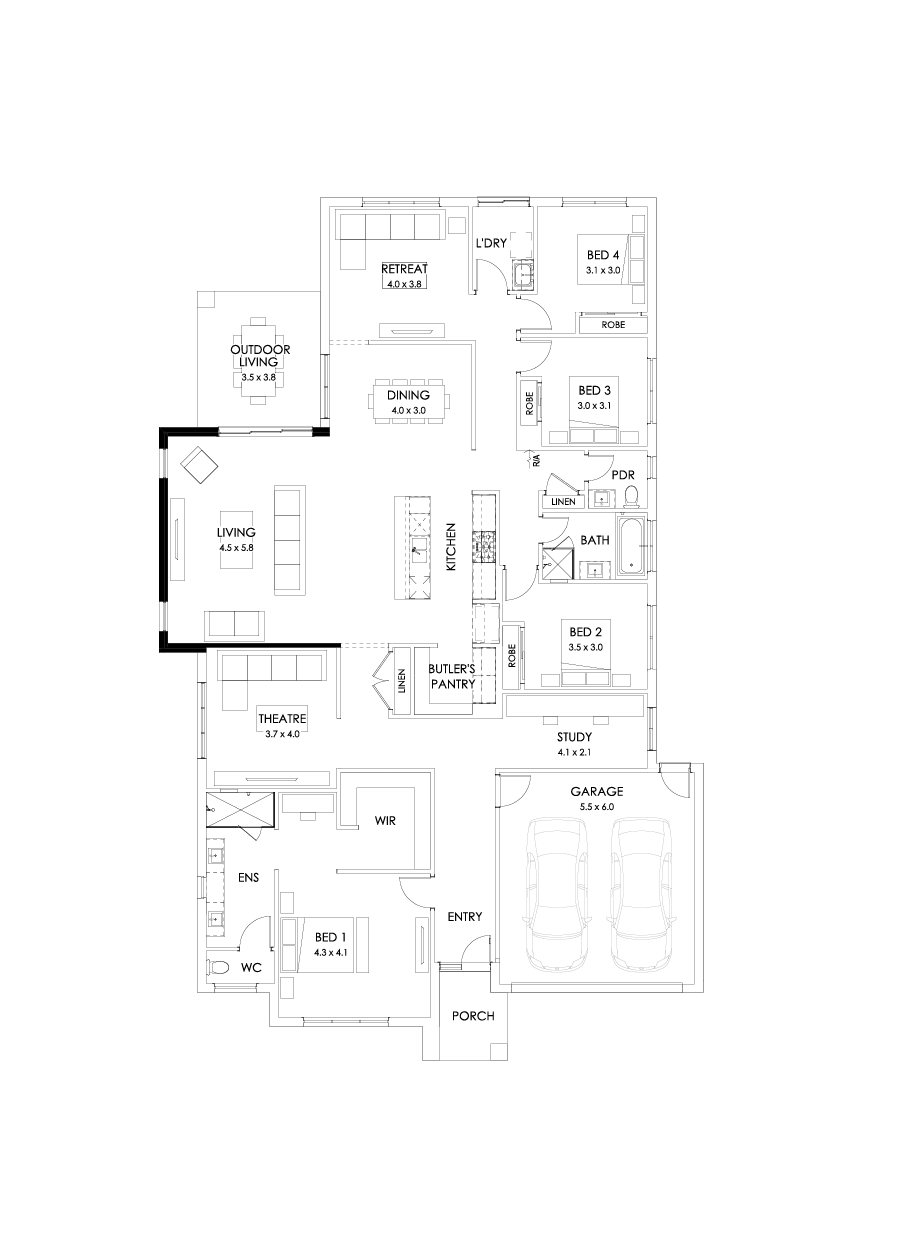 32  Floor Floorplan (Larger living - Flipped)