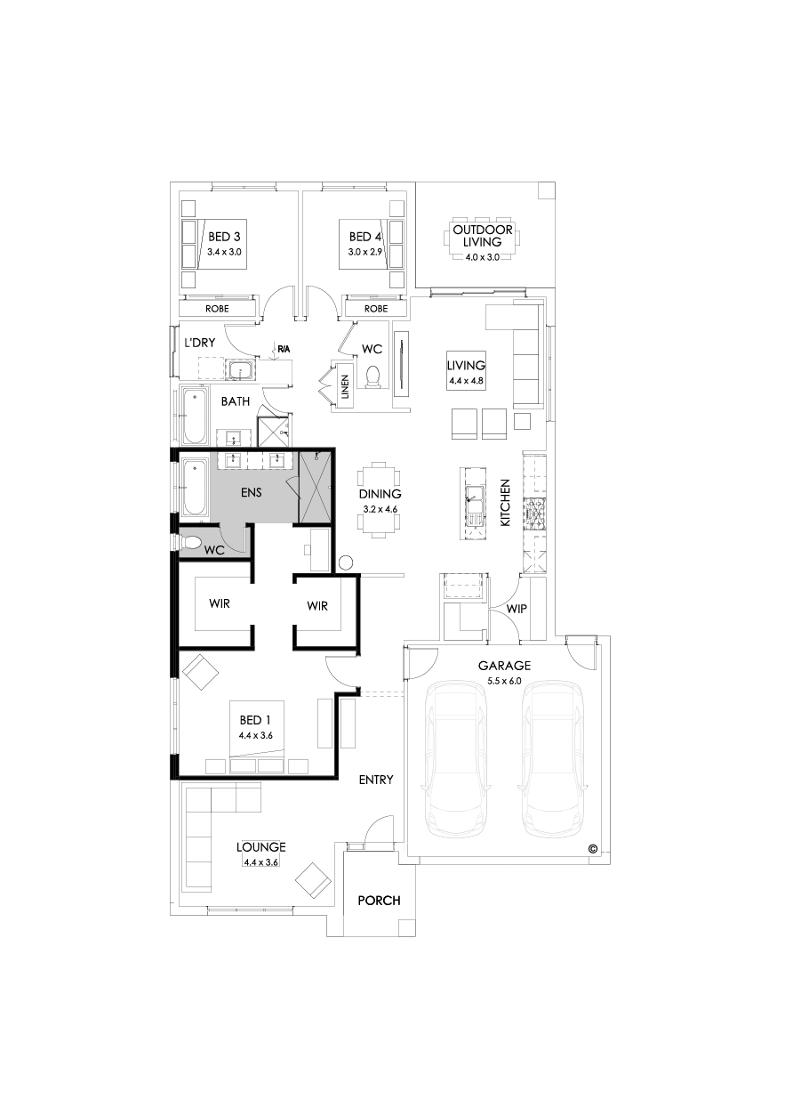 25  Floor Floorplan (3 bedrooms - Flipped)