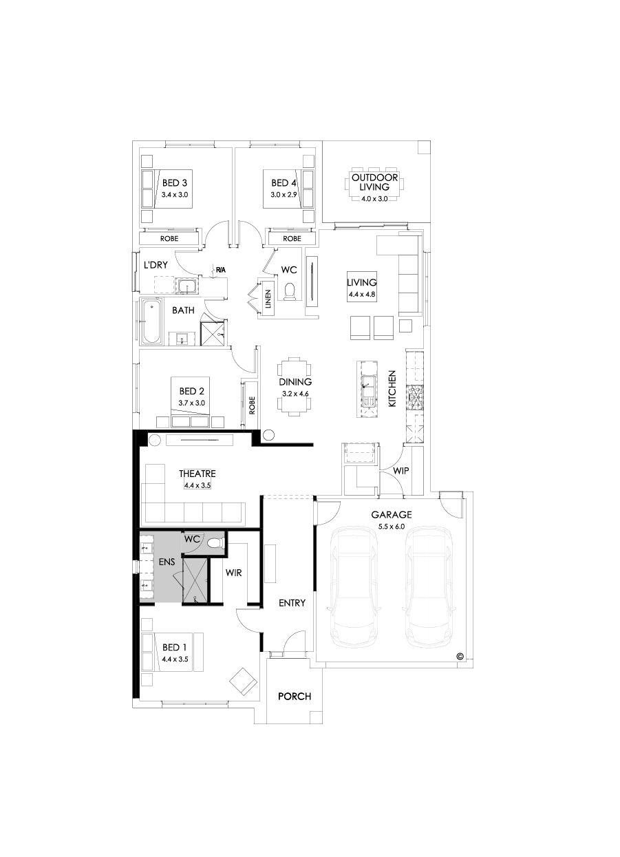 25  Floor Floorplan (Alternate bed 1 - Flipped)