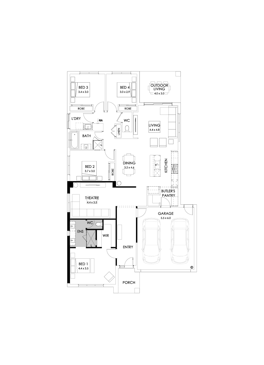 25  Floor Floorplan (Alternate bed 1 - Flipped)