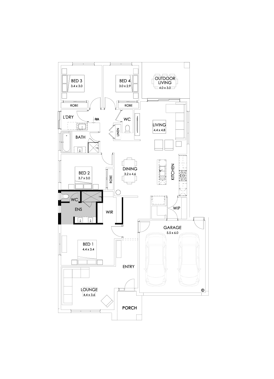 25  Floor Floorplan (Alternate ensuite - Flipped)