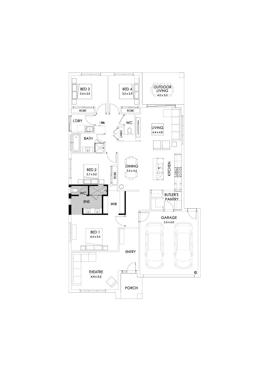25  Floor Floorplan (Alternate ensuite - Flipped)