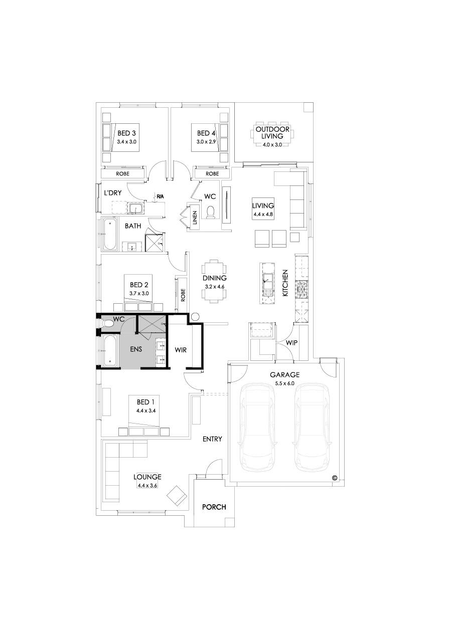 25  Floor Floorplan (Bath to ensuite - Flipped)