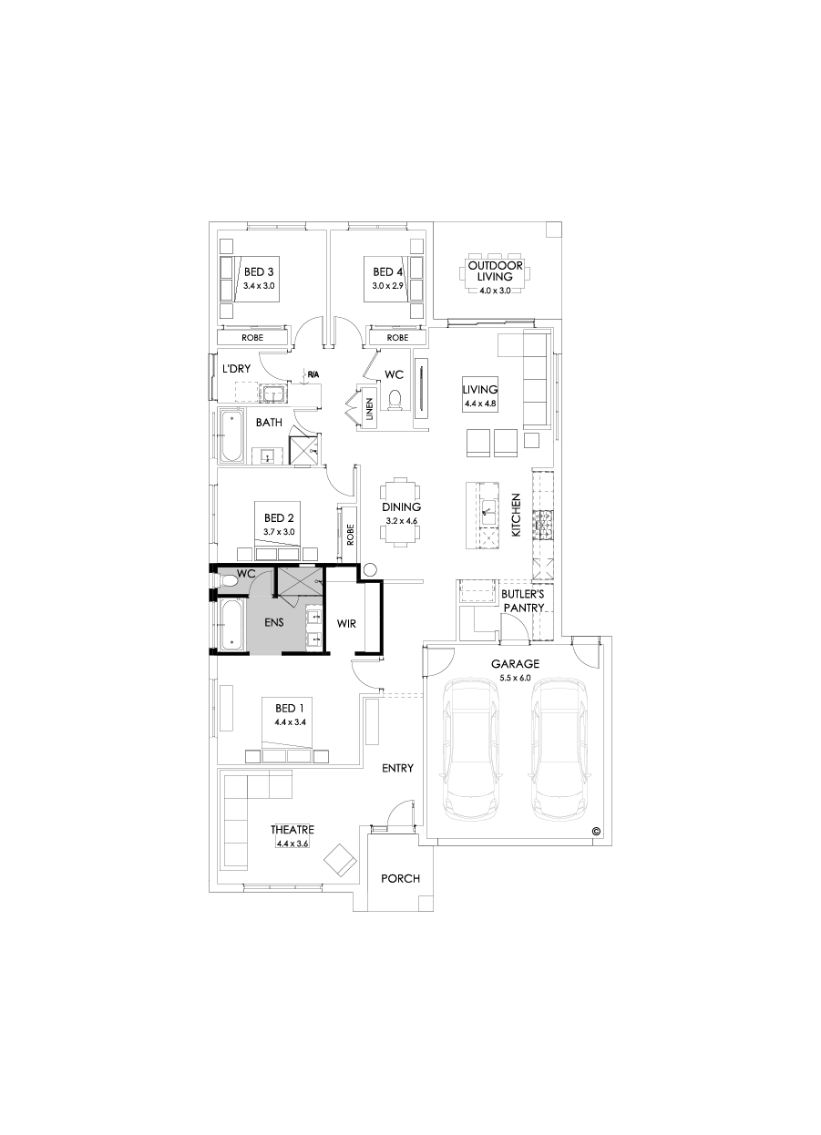25  Floor Floorplan (Bath to ensuite - Flipped)