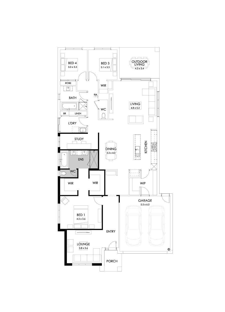 28  Floor Floorplan (3 bedrooms - Flipped)