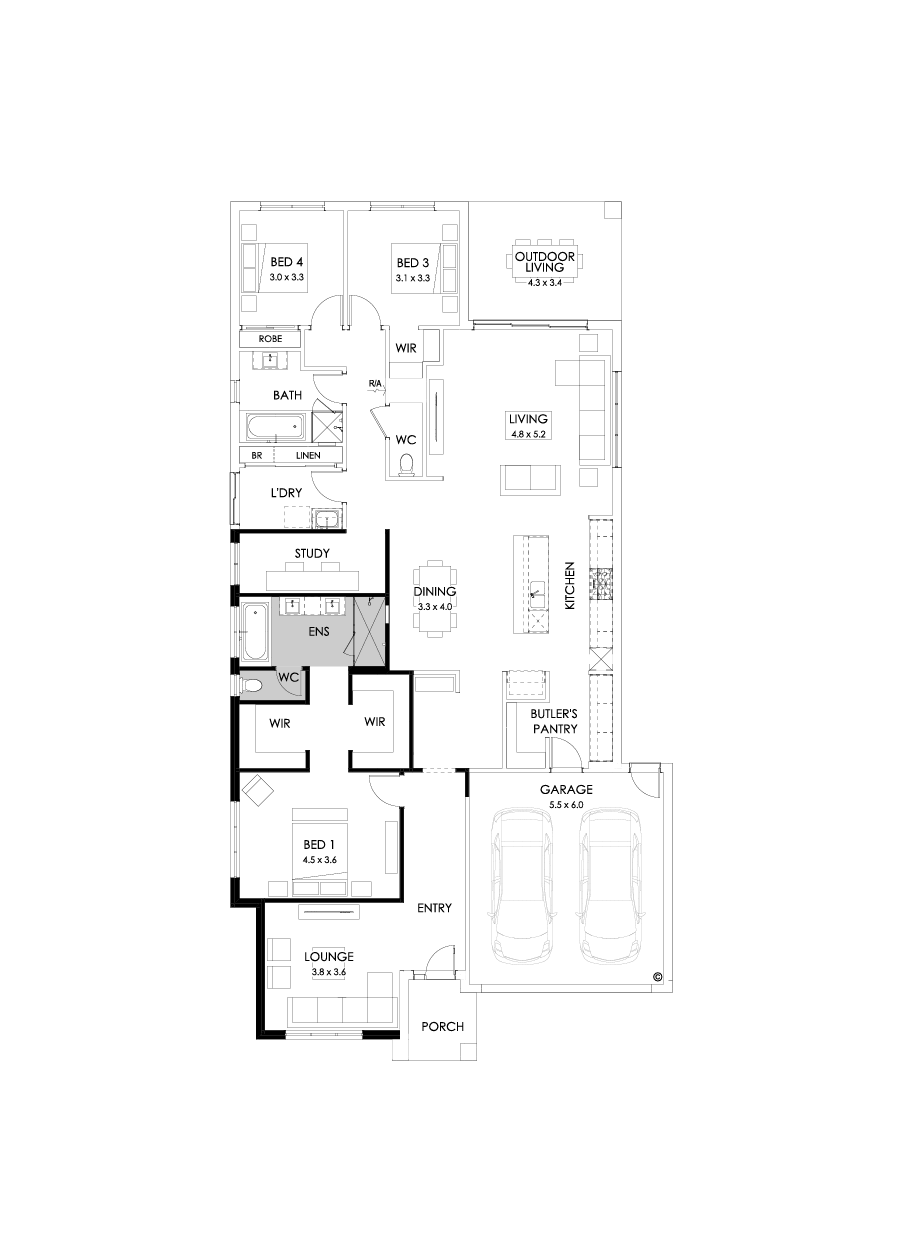 28  Floor Floorplan (3 bedrooms - Flipped)