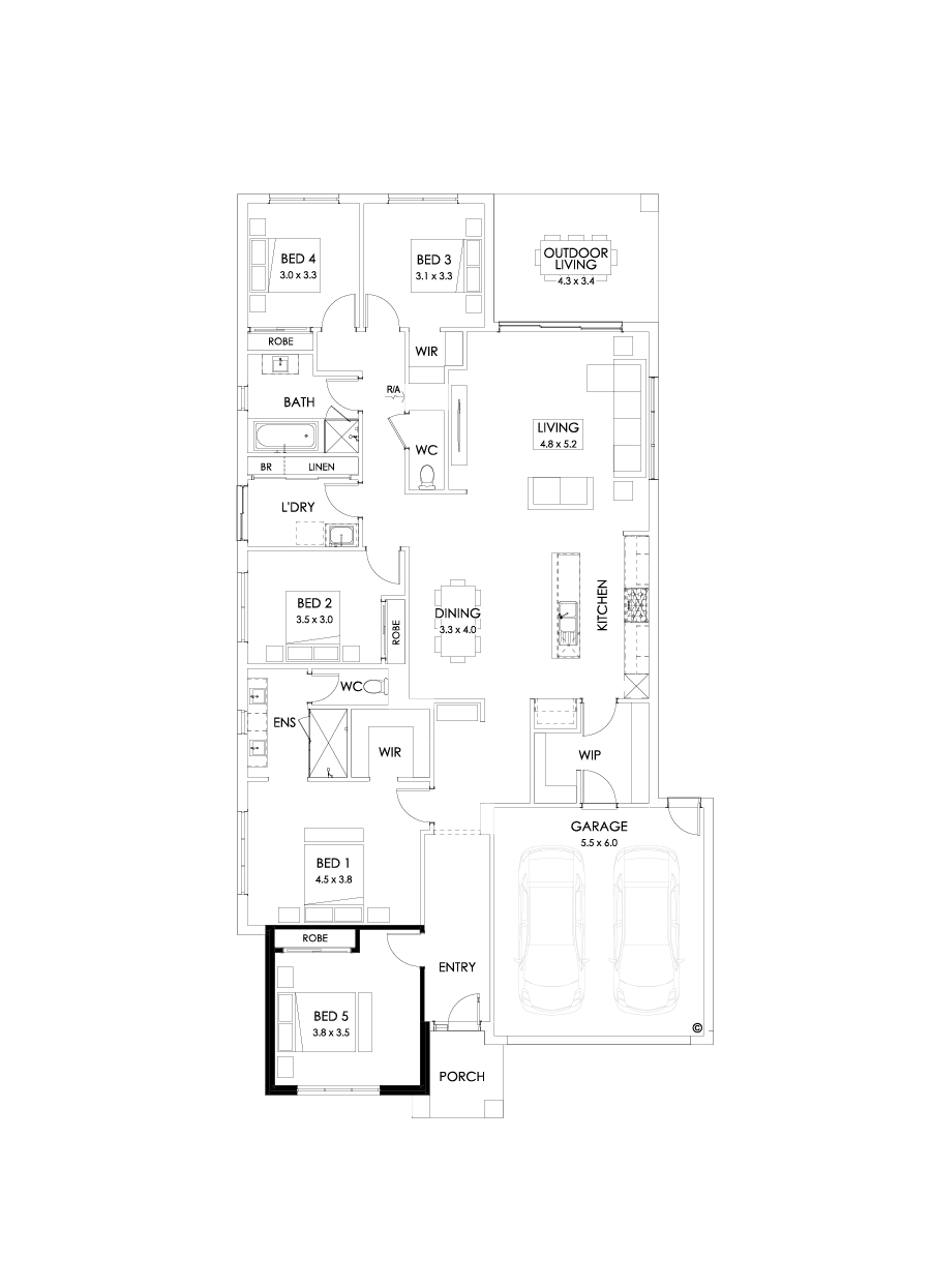 28  Floor Floorplan (5th bedroom - Flipped)