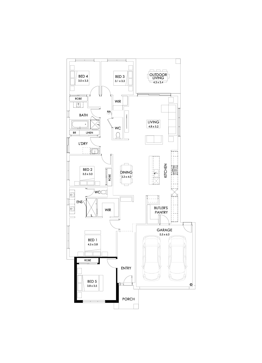 28  Floor Floorplan (5th bedroom - Flipped)