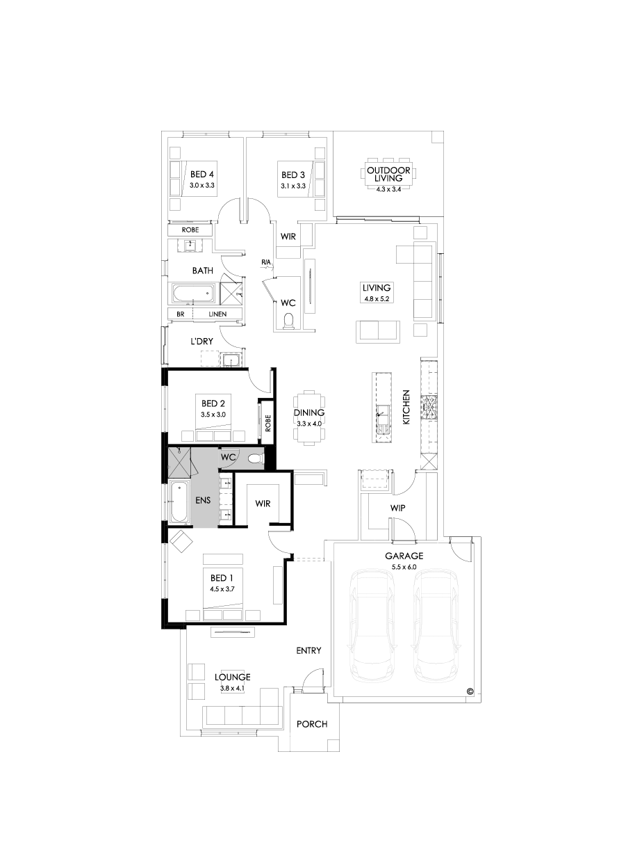28  Floor Floorplan (Bath to ensuite  - Flipped)