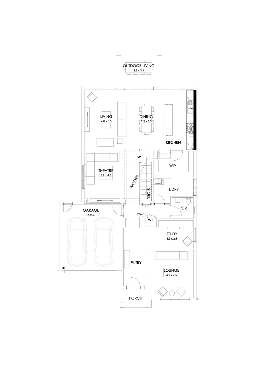 43 Ground Floor Floorplan (Alternate kitchen)