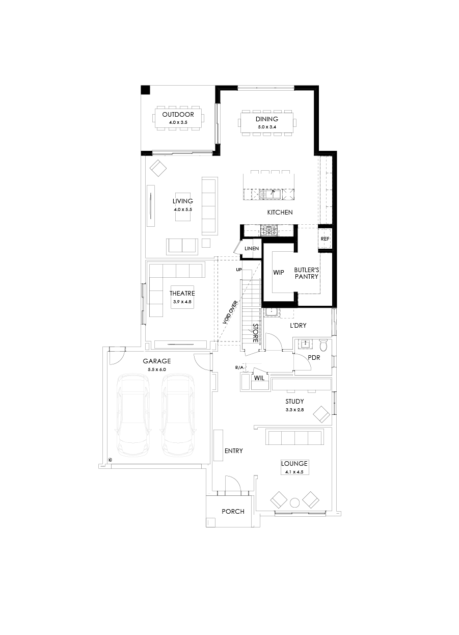 43 Ground Floor Floorplan (Larger kitchen and dining)