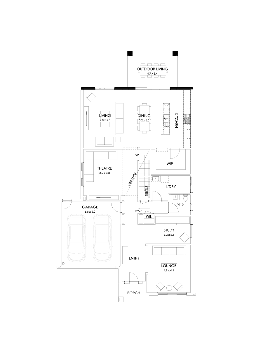 43 Ground Floor Floorplan (Rear balcony)