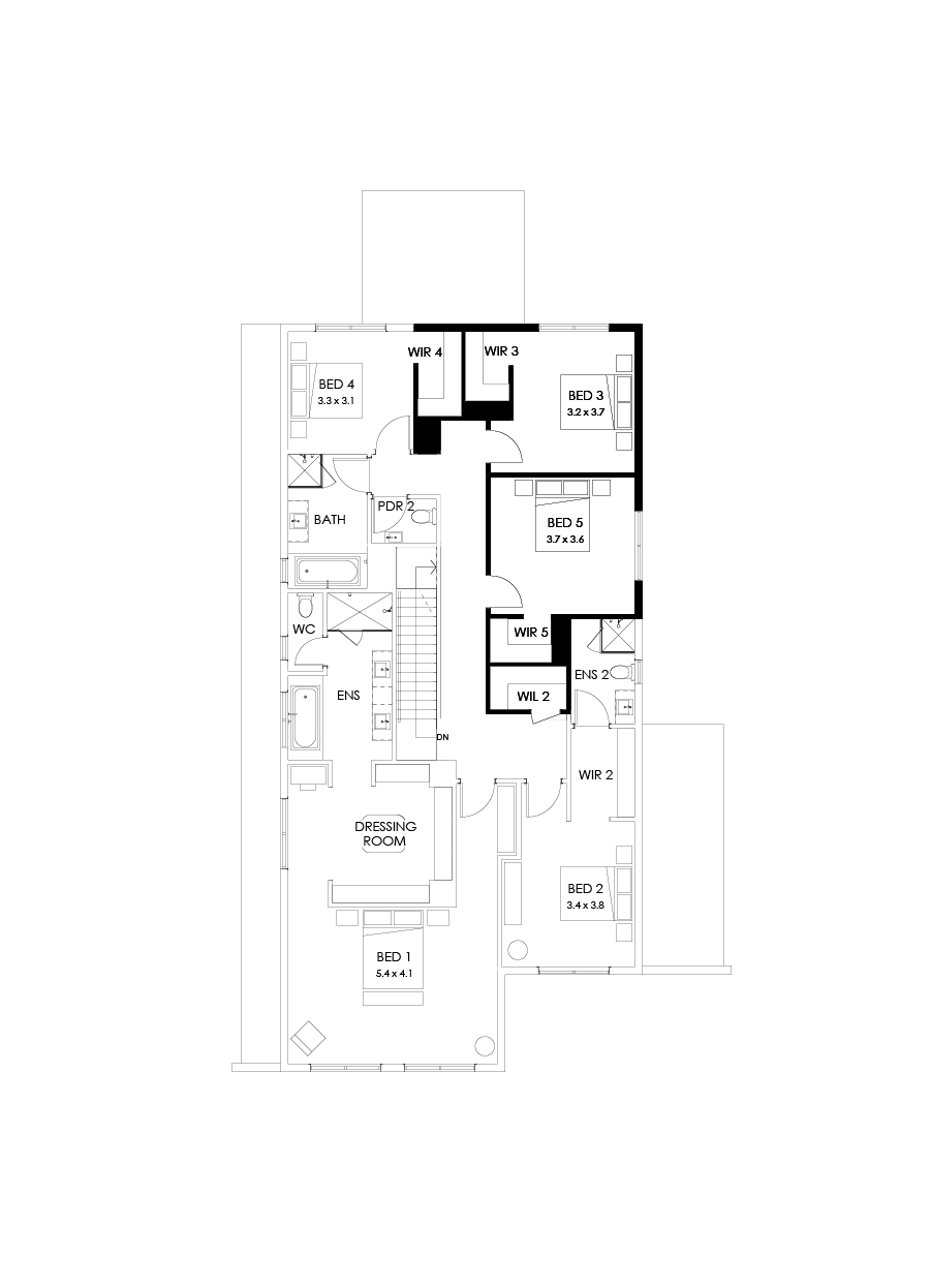 43 First Floor Floorplan (5th bedroom - Flipped)