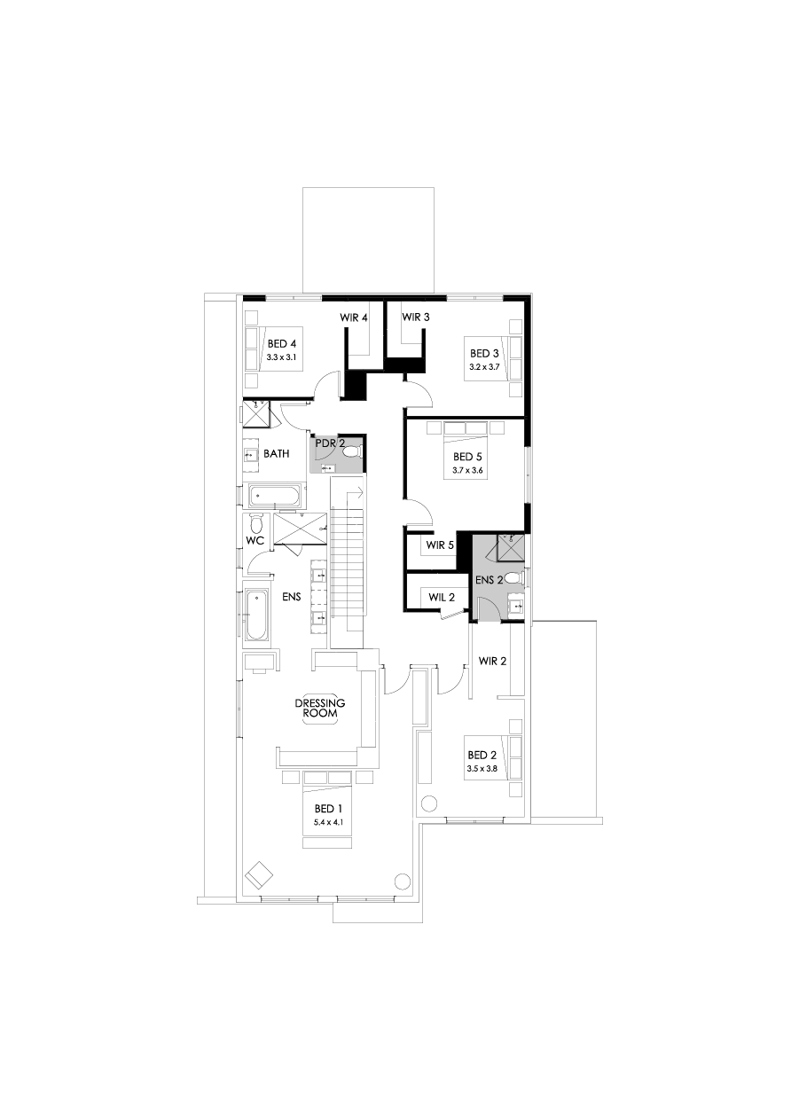 43 First Floor Floorplan (5th bedroom - Flipped)