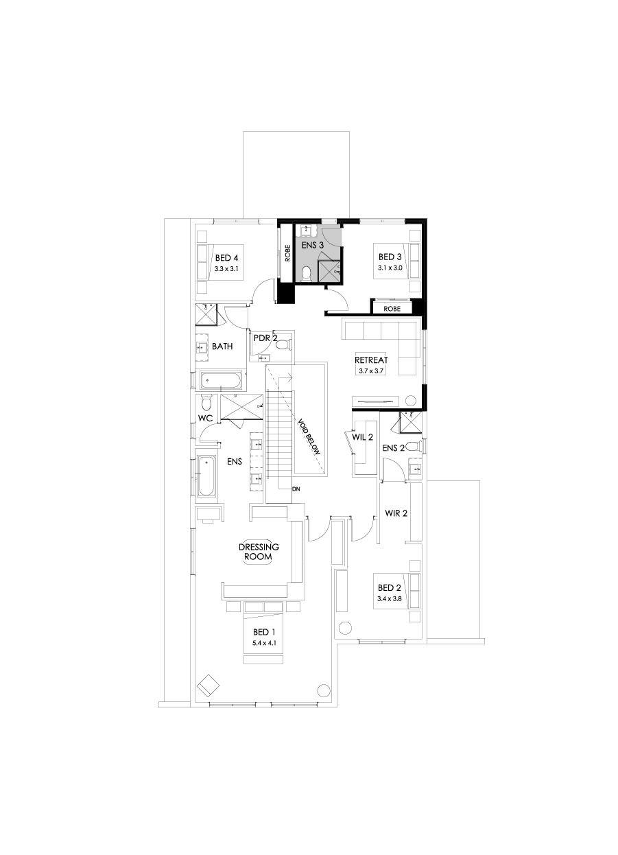 43 First Floor Floorplan (Additional ensuite - Flipped)