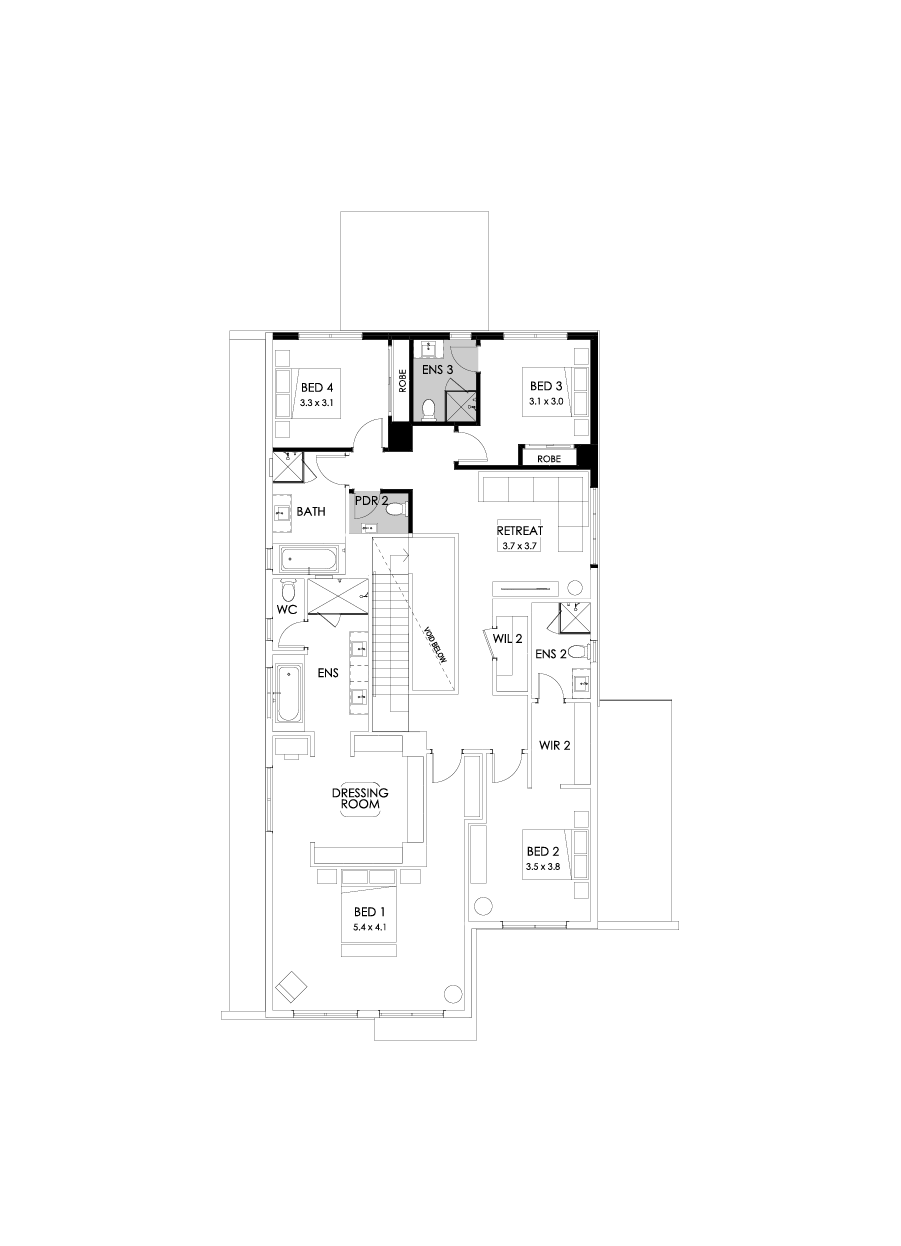 43 First Floor Floorplan (Additional ensuite - Flipped)