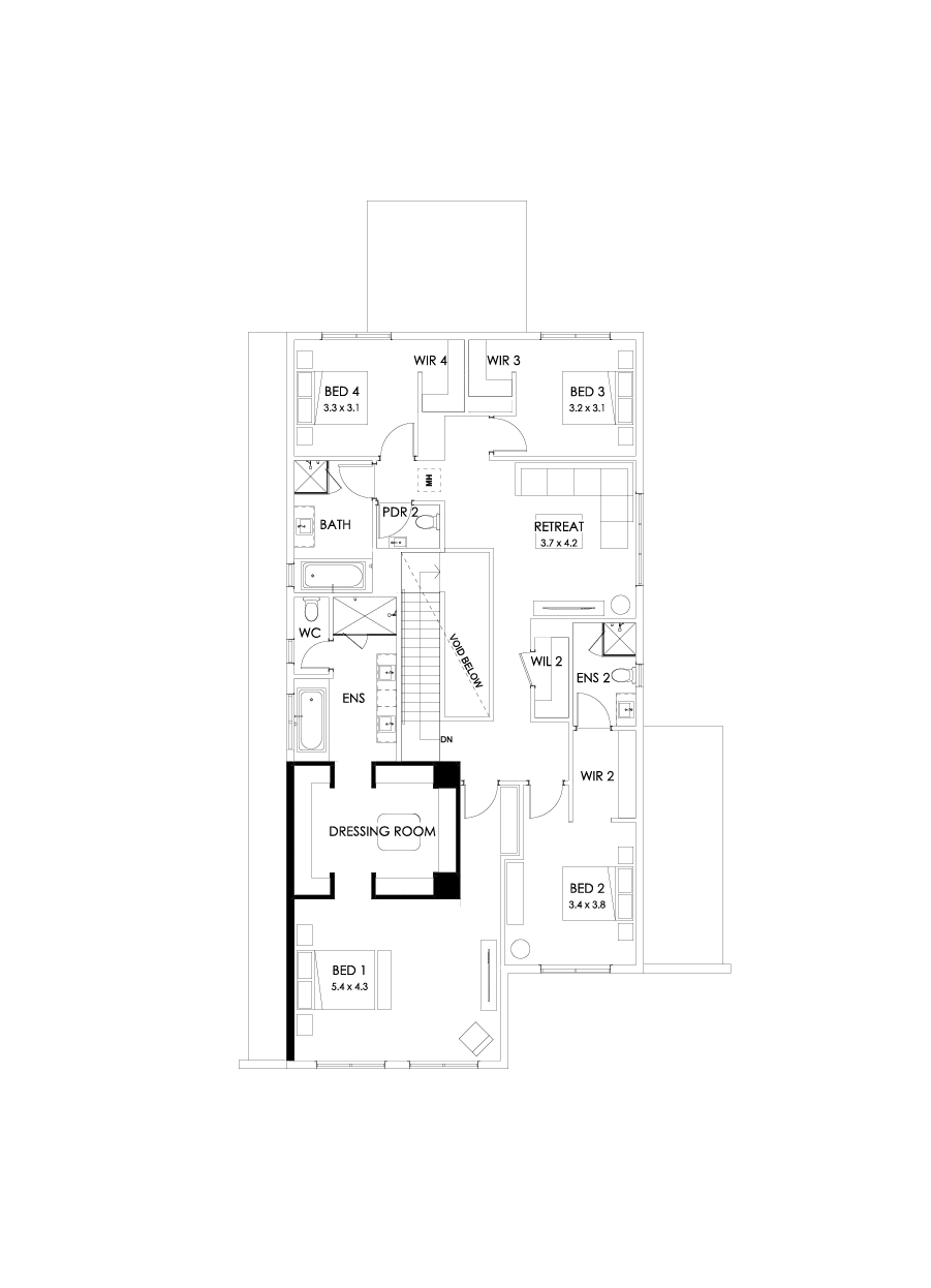 43 First Floor Floorplan (Alternate bed 1 - Flipped)