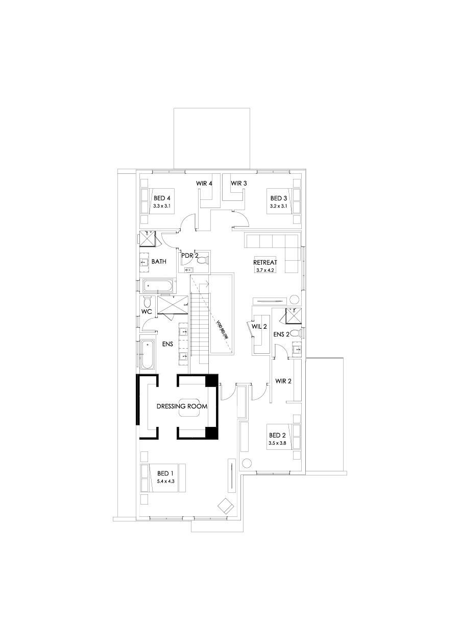 43 First Floor Floorplan (Alternate bed 1 - Flipped)