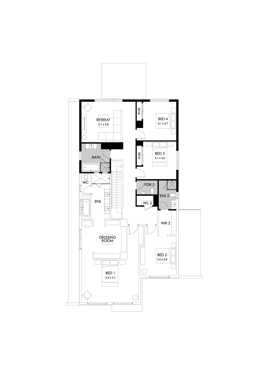 43 First Floor Floorplan (Alternate retreat - Flipped)