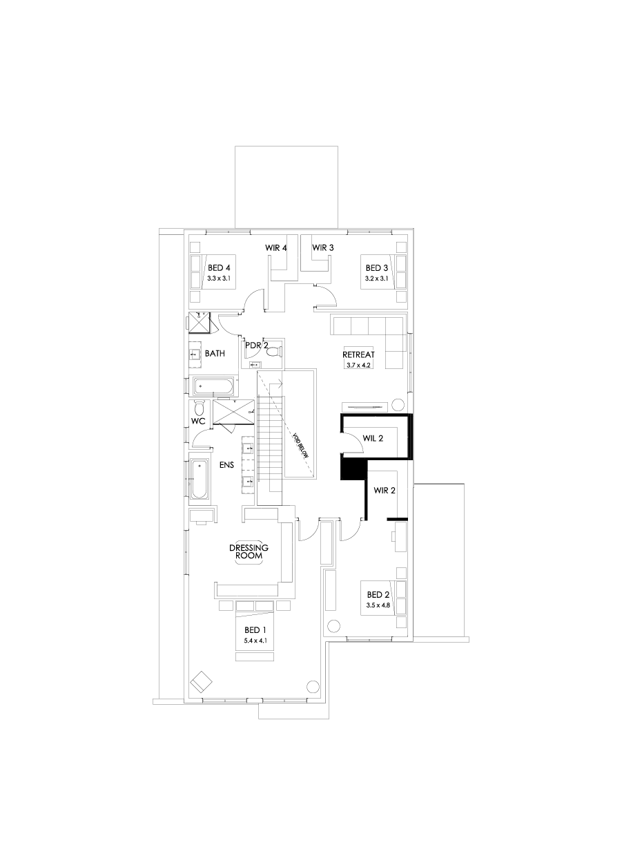 43 First Floor Floorplan (No minor ensuite - Flipped)
