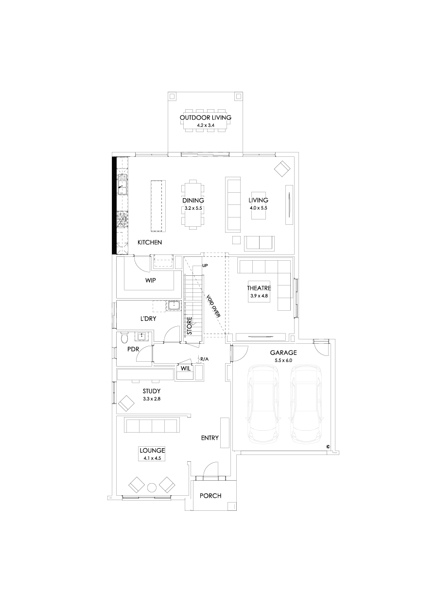 43 Ground Floor Floorplan (Alternate kitchen - Flipped)