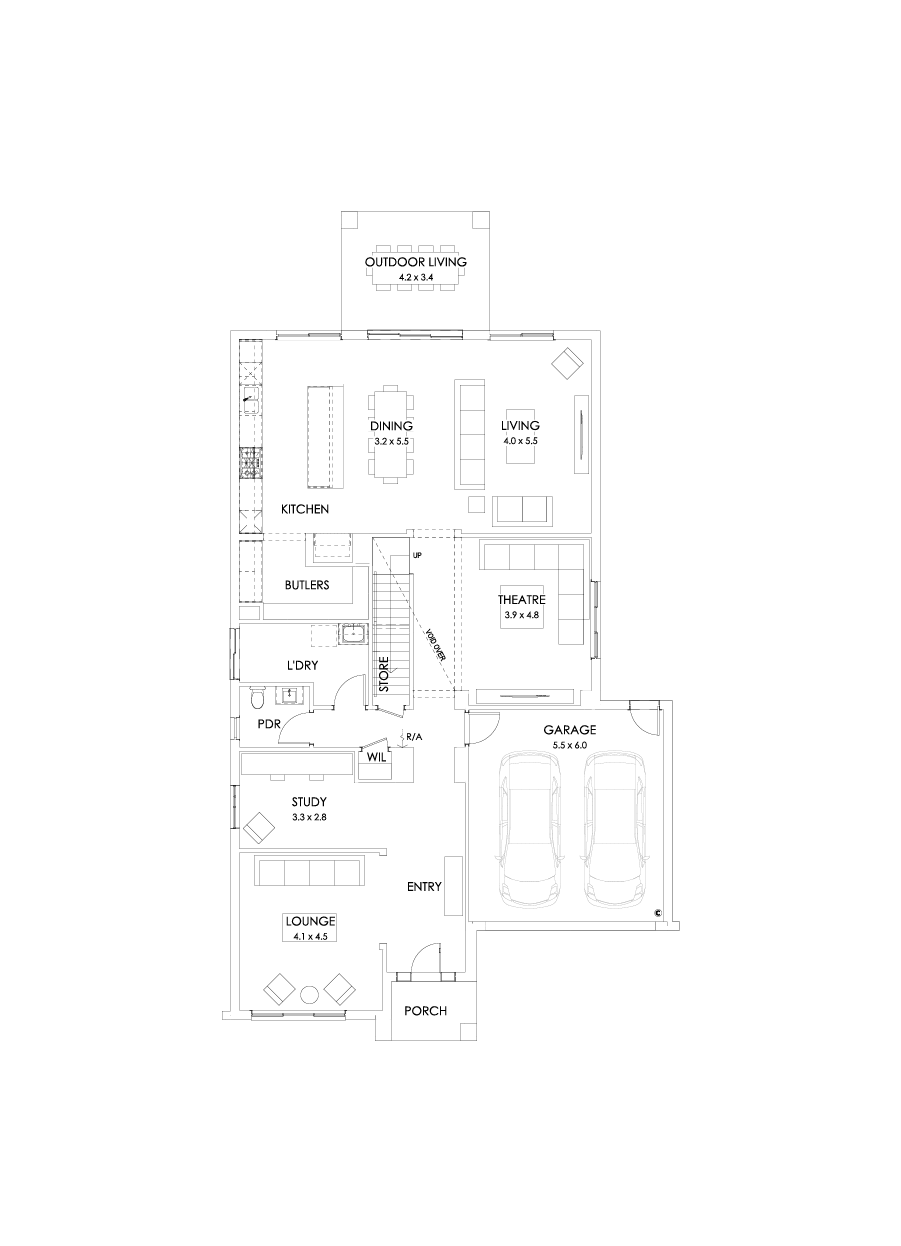43 Ground Floor Floorplan (Alternate kitchen - Flipped)