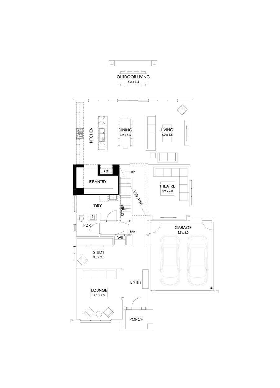 43 Ground Floor Floorplan (Butler's pantry - Included - Flipped)