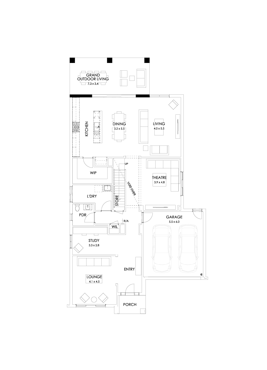 43 Ground Floor Floorplan (Grand outdoor living - Flipped)