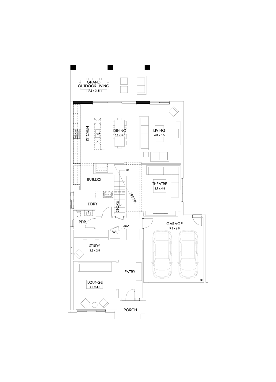 43 Ground Floor Floorplan (Grand outdoor living - Flipped)