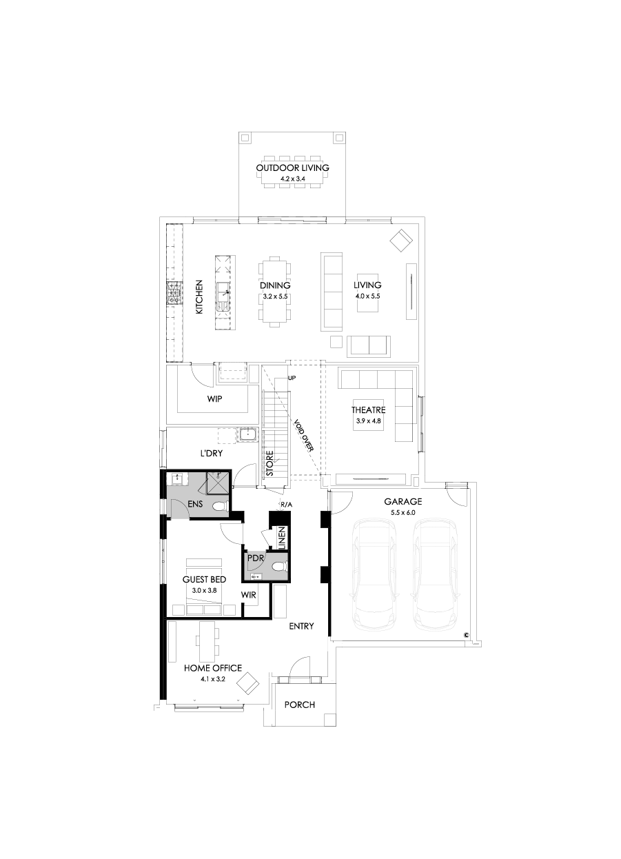 43 Ground Floor Floorplan (Guest bedroom - Flipped)
