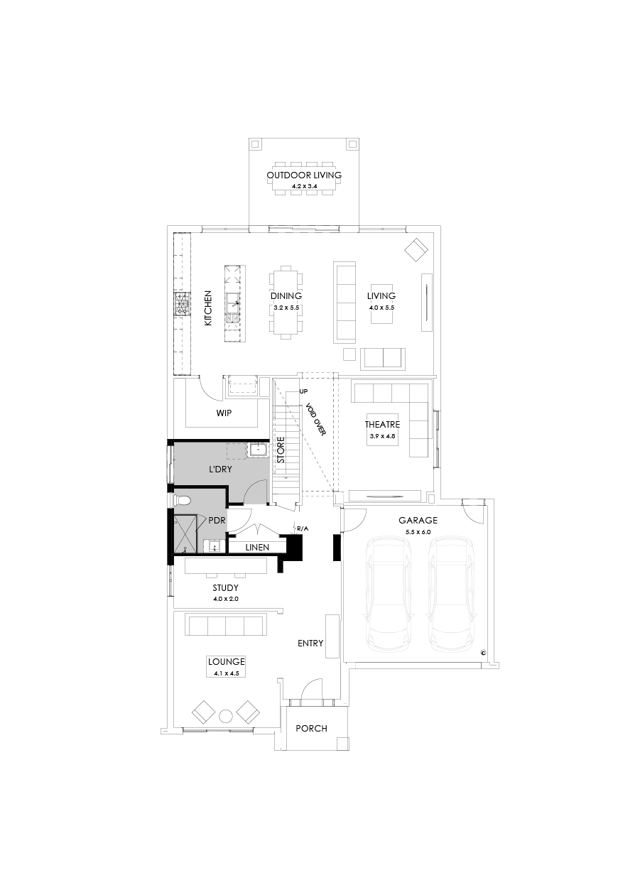 43 Ground Floor Floorplan (Shower to powder - Flipped)