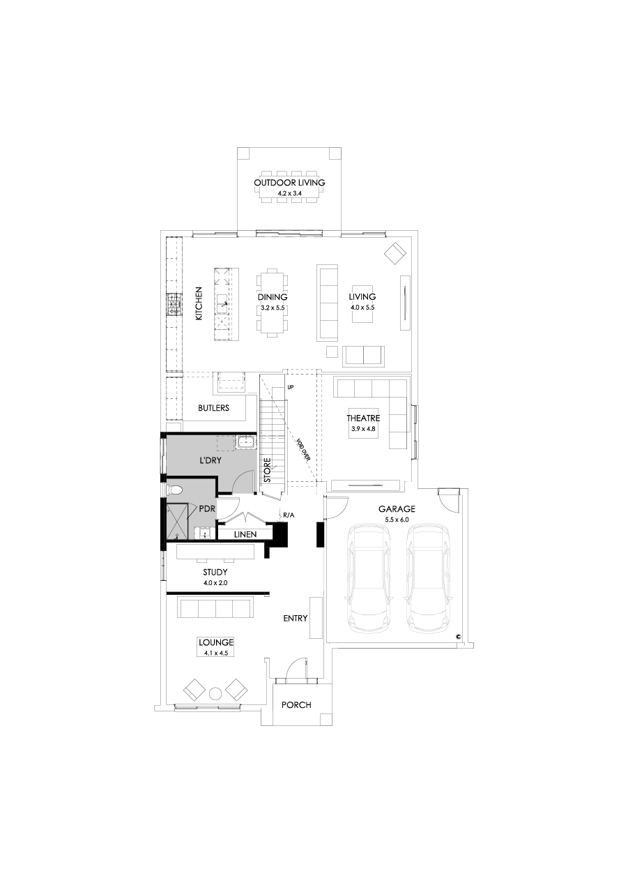 43 Ground Floor Floorplan (Shower to powder - Flipped)