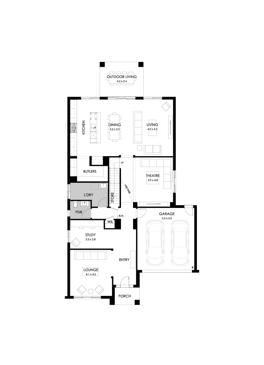 43 Ground Floor Floorplan (Standard - Flipped)