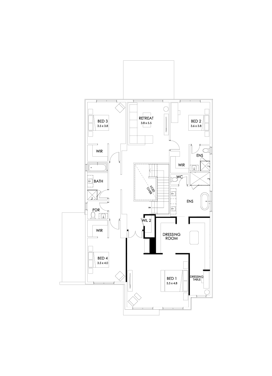 48 First Floor Floorplan (Alternate bed 1)
