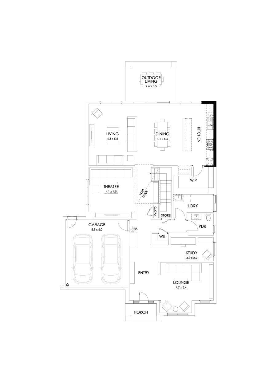 48 Ground Floor Floorplan (Alternate kitchen)