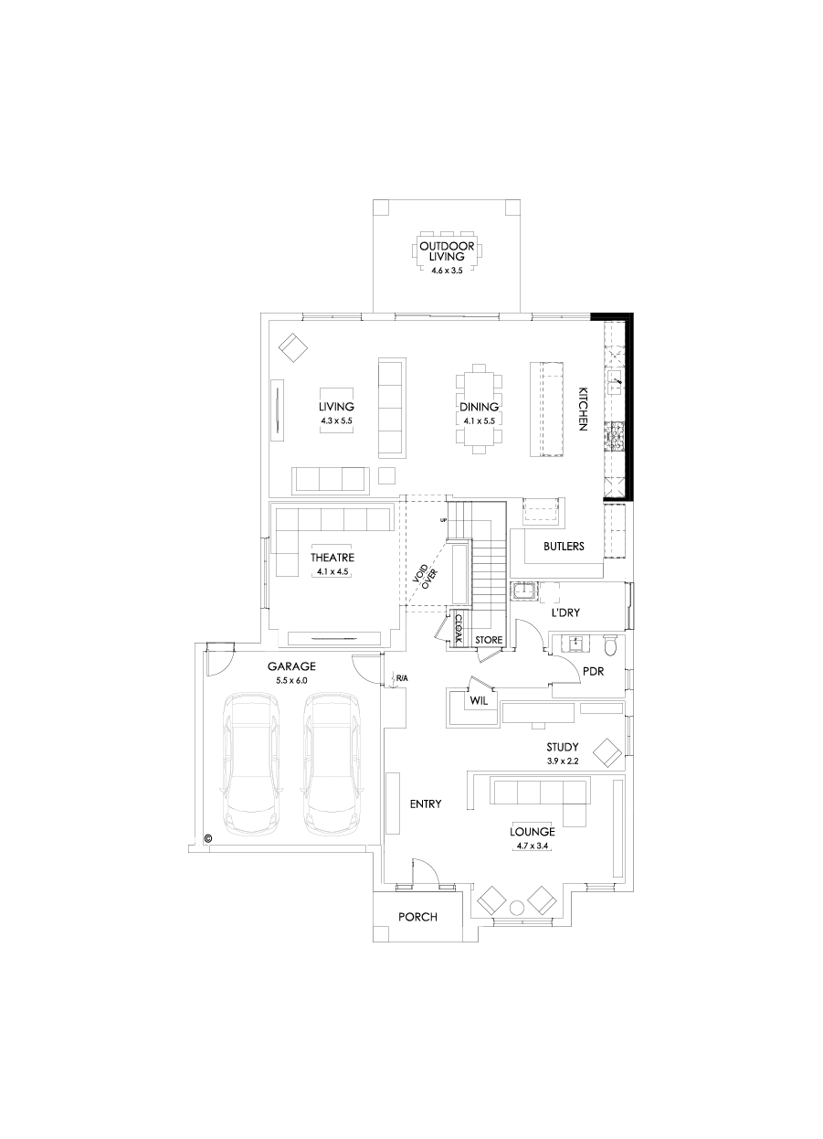 48 Ground Floor Floorplan (Alternate kitchen)