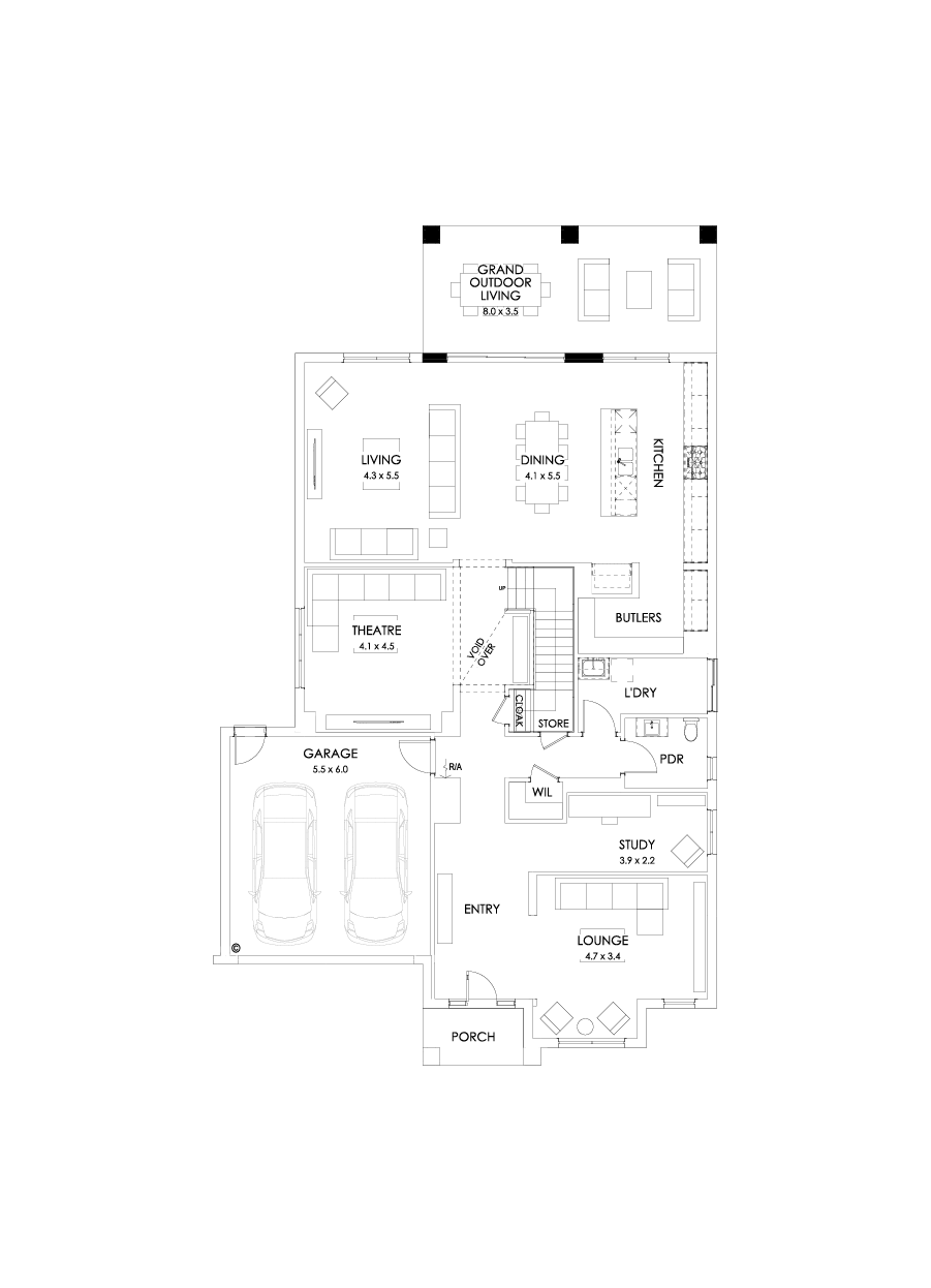 48 Ground Floor Floorplan (Grand outdoor living)